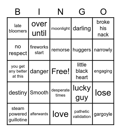 Wednesday Pt 2 Bingo Card