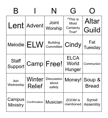 Annual Meeting Bingo Card