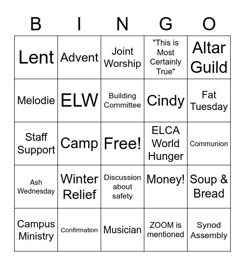 Annual Meeting Bingo Card