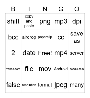 Multimedia Quiz 1 Bingo Card