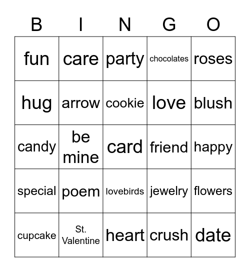 Valentine Bingo Card