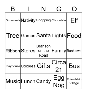 Holiday Bingo Card