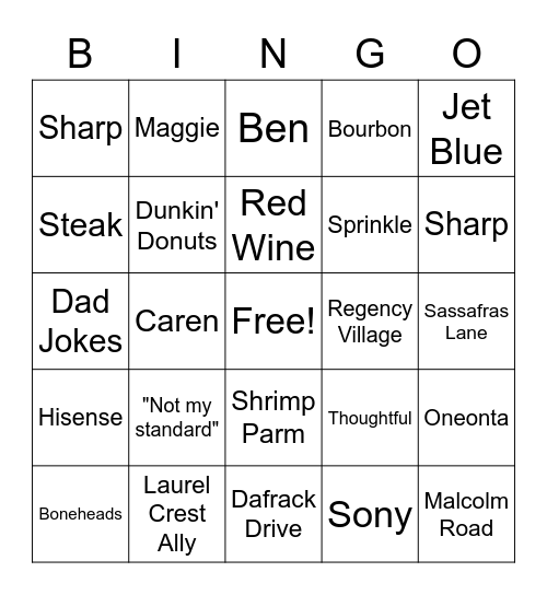 Doug Kern BINGO Card