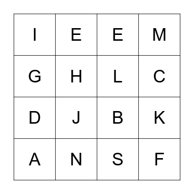 Alphabet Bingo Card