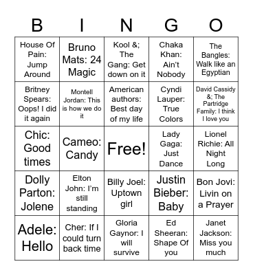 2023 TILL Music Bingo Card