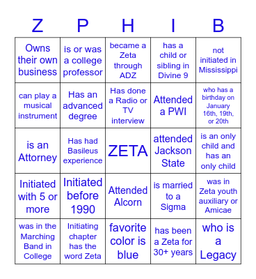 Find a Soror who Bingo Card