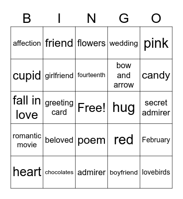 Valentine's Day.1 Bingo Card