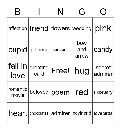 Valentine's Day.1 Bingo Card