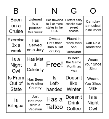 FSTS WORK BINGO Card