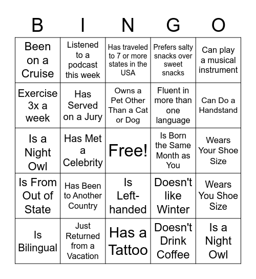 FSTS WORK BINGO Card