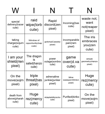 ow achievements Bingo Card