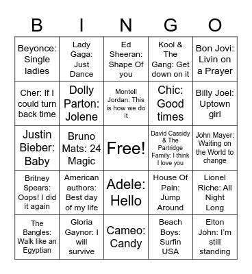 2023 TILL Music Bingo Card