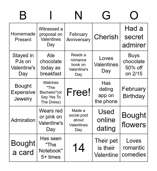 Valentine's Day.2 Bingo Card