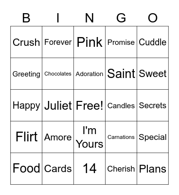 Valentine's Day.3 Bingo Card