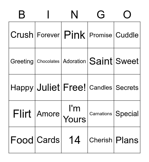 Valentine's Day.3 Bingo Card