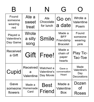 Valentine's Day.4 Bingo Card