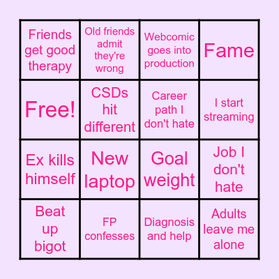 No suicide Bingo Card