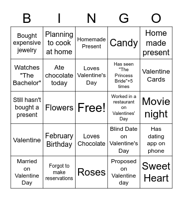 Valentine's Day.5 Bingo Card
