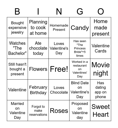 Valentine's Day.5 Bingo Card