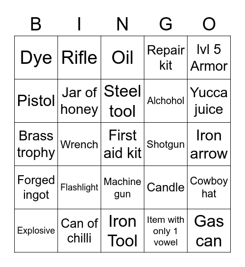 Zombie time Bingo Card
