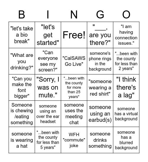Are You Paying Attention? Bingo Card