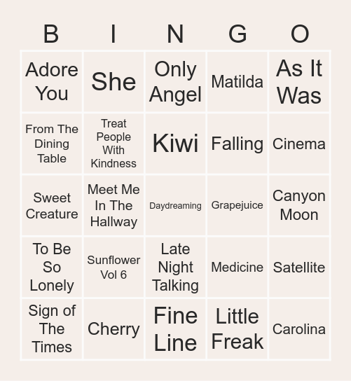 Harry's Birthday Bash 2023 Bingo Card