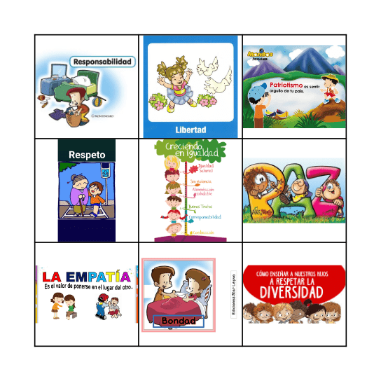 LOTERIA DE VALORES CULTURALES Bingo Card