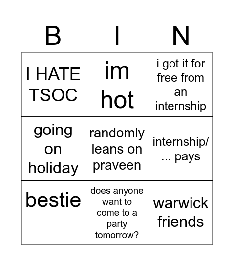 Geen bean bingo Card