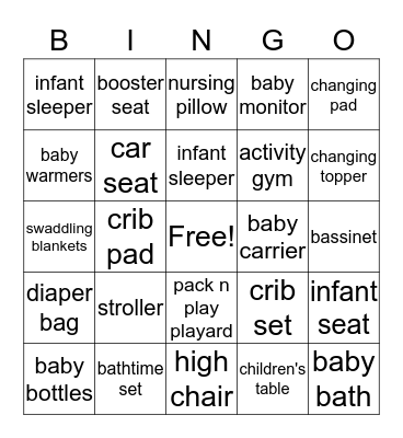 Baby Gift Bingo! Bingo Card