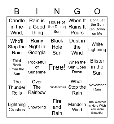 WEATHER MUSIC Bingo Card