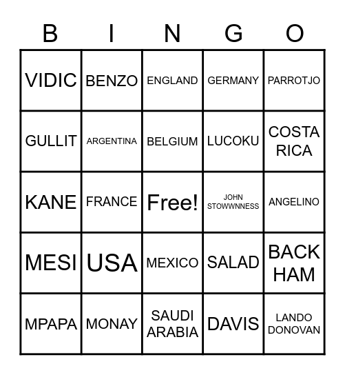 PACKENING Bingo Card
