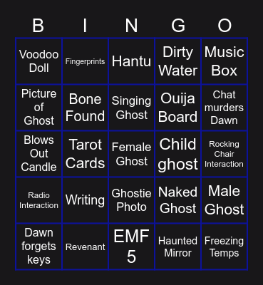 DAWN PHAS Bingo Card