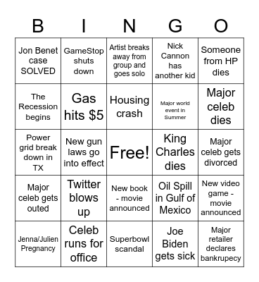 2023 Goals!! Bingo Card