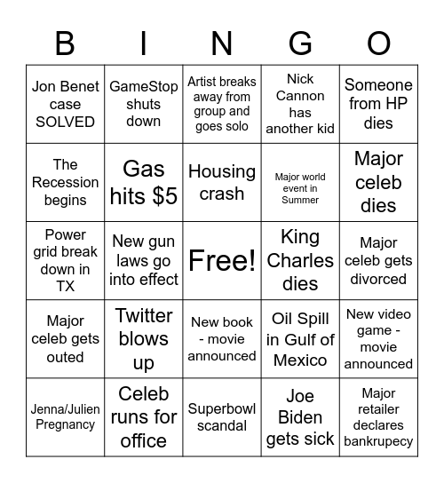 2023 Goals!! Bingo Card