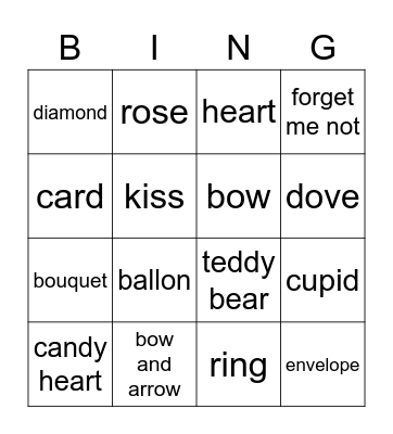 Valentine's Day Bingo Card