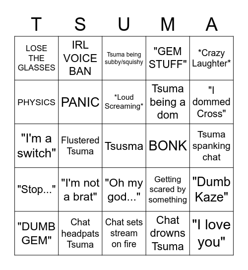 Tsuma Bingo Card