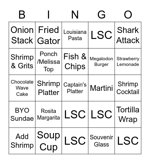 Server Contest Bingo Card