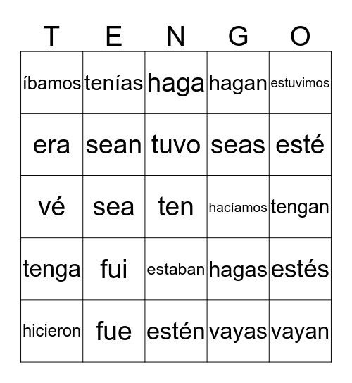 Sra. Perkins Spanish III Semester 1 Repaso Bingo Card