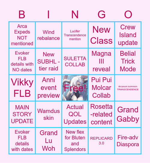 GBFES 2k23 Bingo Card