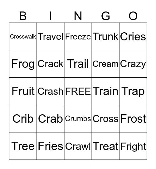 R Blends Bingo Card