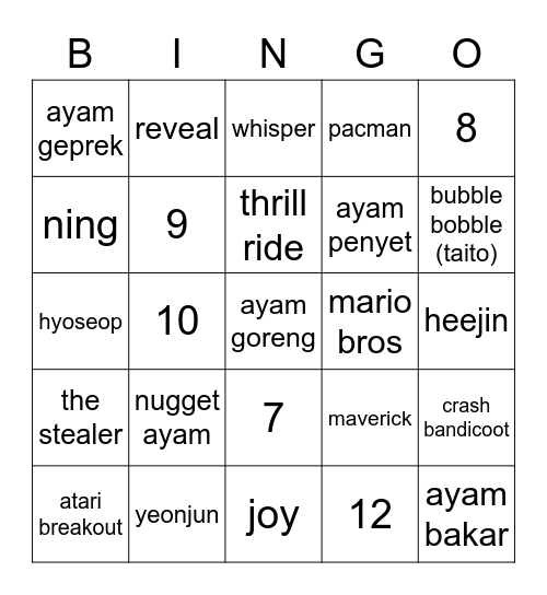 heejin Bingo Card