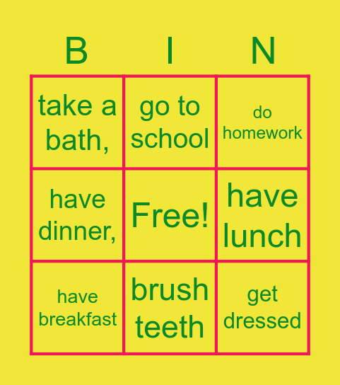My day Bingo Card
