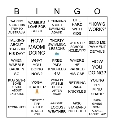 PAPA KNICKLES Bingo Card