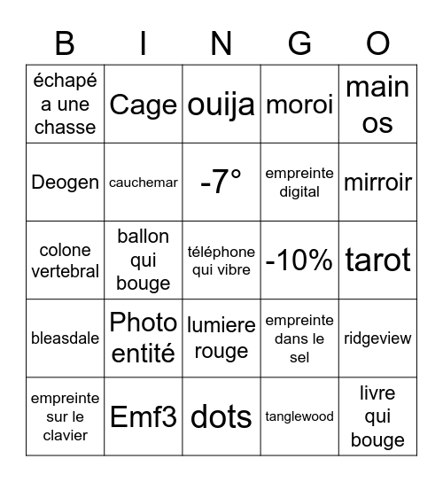 Tintin&Ian Bingo Card