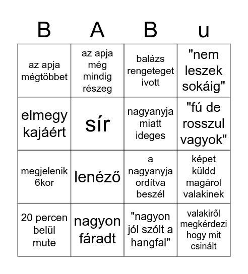 BABU BINGO Card