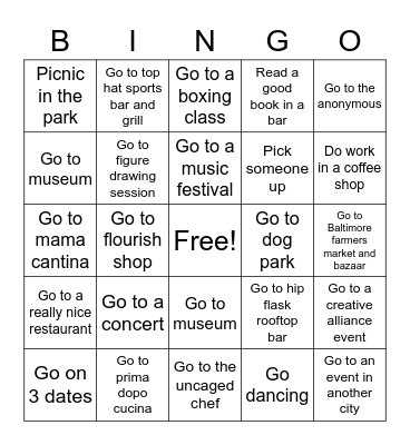 Go out! Bingo Card