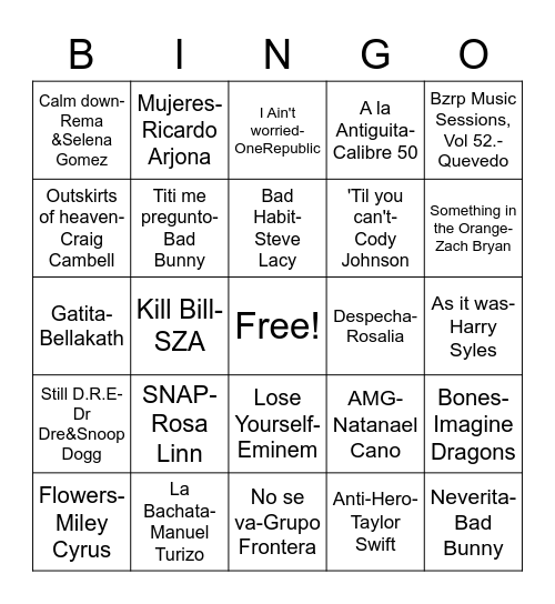 Top 50-Global Bingo Card