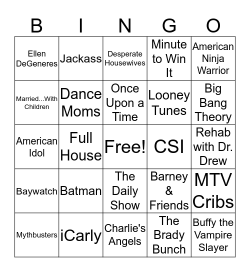 TV Show Bingo Card