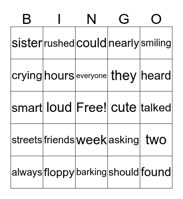 THE LOST DOG Bingo Card