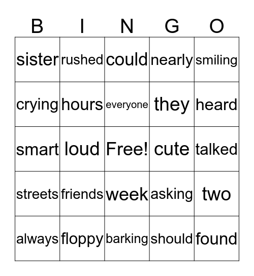 THE LOST DOG Bingo Card
